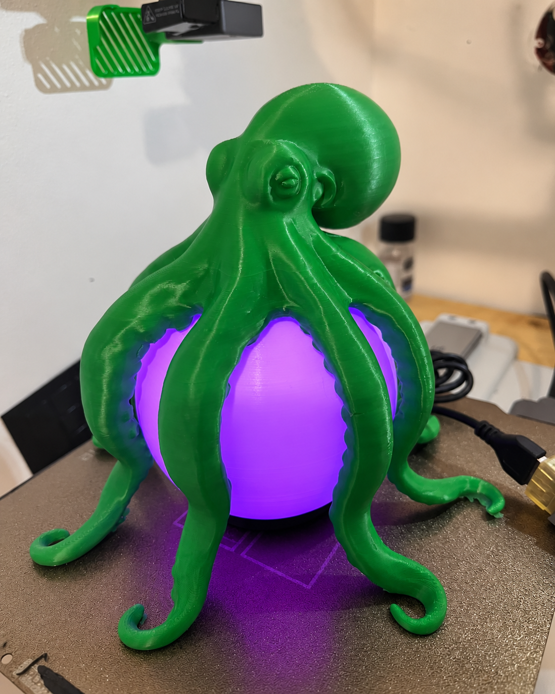 Lampă decorativă caracatiță RGB 3D verde USB