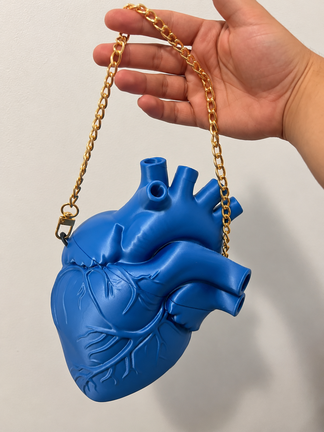 Geantă de umăr inimă anatomică 3D albastră